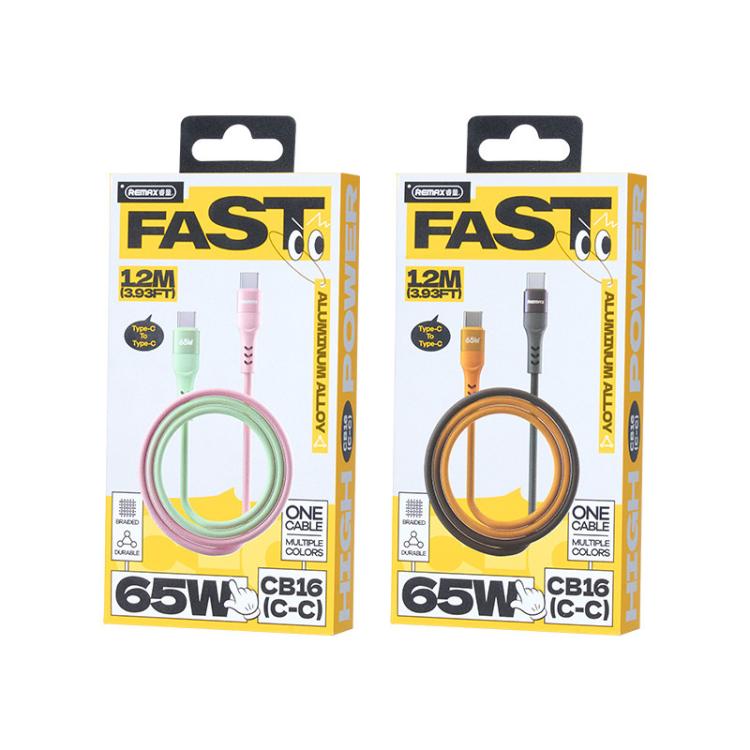 REMAX CB16 PD65W Type-C to Type-C Macaron Braided Fast Charging Data Cable, Length: 1.2m(Pink Green) - USB-C & Type-C Cable by REMAX | Online Shopping UK | buy2fix