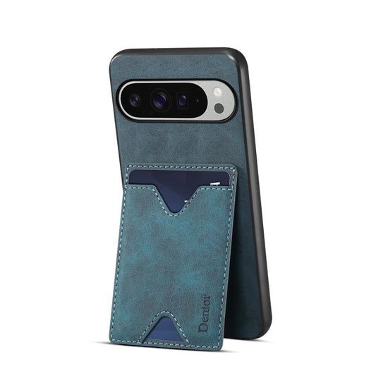 For Google Pixel 10 Pro XL Denior D06 PU Back Cover Card Slot Holder Phone Case(Blue) - Google Cases by Denior | Online Shopping UK | buy2fix