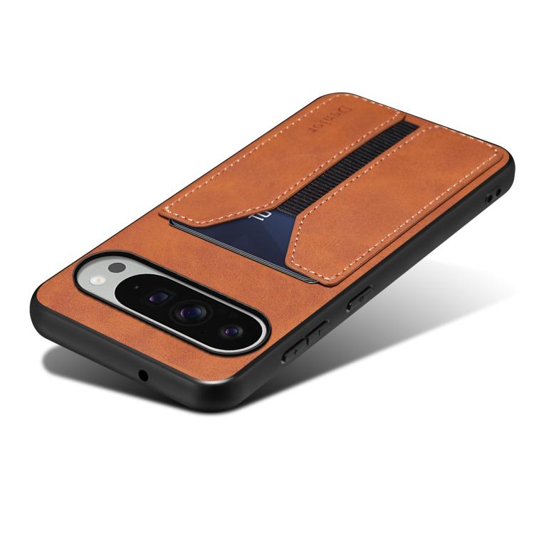 For Google Pixel 10 Pro XL Denior D07 DV Elastic Card Slot PU Back Cover Phone Case(Brown) - Google Cases by Denior | Online Shopping UK | buy2fix