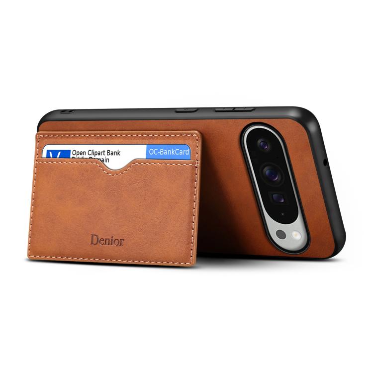 For Google Pixel 10 Pro XL Denior D08 PU Single Card Slot Holder Phone Case(Brown) - Google Cases by Denior | Online Shopping UK | buy2fix