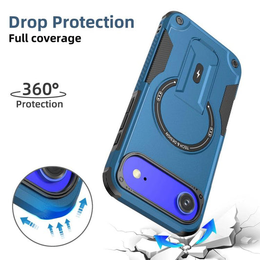 For iPhone Air Armor Magsafe Holder PC Hybrid TPU Phone Case(Dark Blue) - iPhone Air Cases by buy2fix | Online Shopping UK | buy2fix
