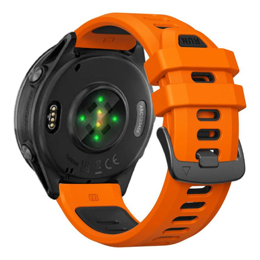 For Garmin Forerunner 970 Two Color Steel Buckle Silicone Watch Band(Orange Black) - Watch Bands by buy2fix | Online Shopping UK | buy2fix