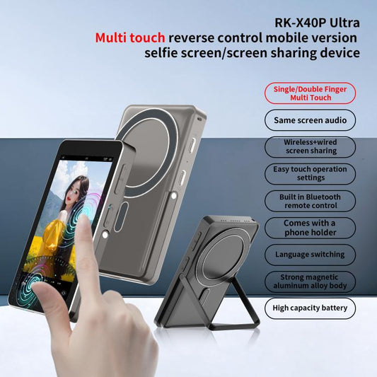 RK-X40P Mobile Phone MagSafe Magnetic Rear Selfie Projector with Stand(Grey) - Others Accessories by buy2fix | Online Shopping UK | buy2fix
