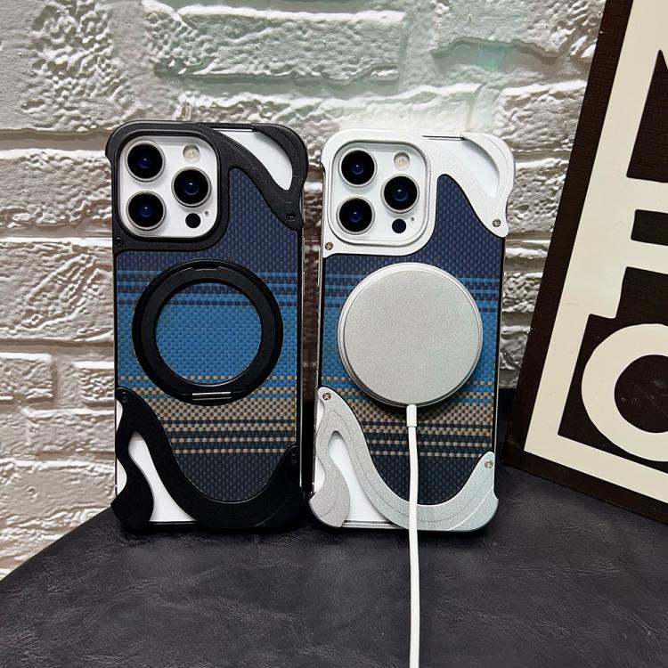 For iPhone 14 Pro Max Metal Frameless 360 Degree Rotation Holder MagSafe Phone Case(Silver) - iPhone 14 Pro Max Cases by buy2fix | Online Shopping UK | buy2fix