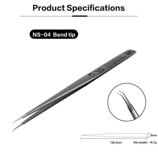i2C NS Series Super Alloy High Precision Stainless Steel Super Hard Extra Tip Flying Wire Tweezers, Model:NS-04 Bend Tip - Tweezers by i2C | Online Shopping UK | buy2fix
