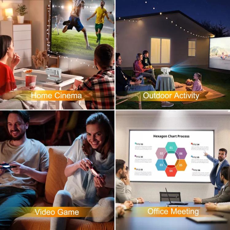 Cheerlux C6C Same Screen Version 1280x720P 180ANSI Bluetooth 5.1 Smart Projector, EU Plug, with Gimbal(White) - Mini Projector by Cheerlux | Online Shopping UK | buy2fix