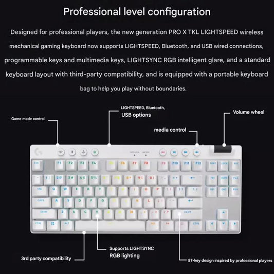 Logitech G PRO X TKL Wireless Gaming Keyboard, GX-T Mechanical Switches(White) - Wireless Keyboard by Logitech | Online Shopping UK | buy2fix