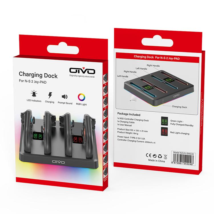 For Nintendo Switch 2 OIVO IV-SW224 Game Controller Magnetic Charging Stand(Black) - Charger & Power by OIVO | Online Shopping UK | buy2fix