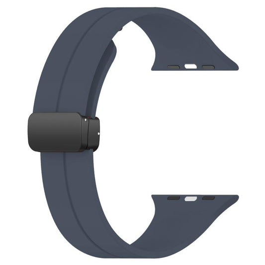 For Apple Watch 42 / 44 / 45 / 46 / 49mm xDfind Flat Head Groove Folding Black Buckle Silicone Watch Band(Midnight Blue) - 20mm Bands by xDfind | Online Shopping UK | buy2fix