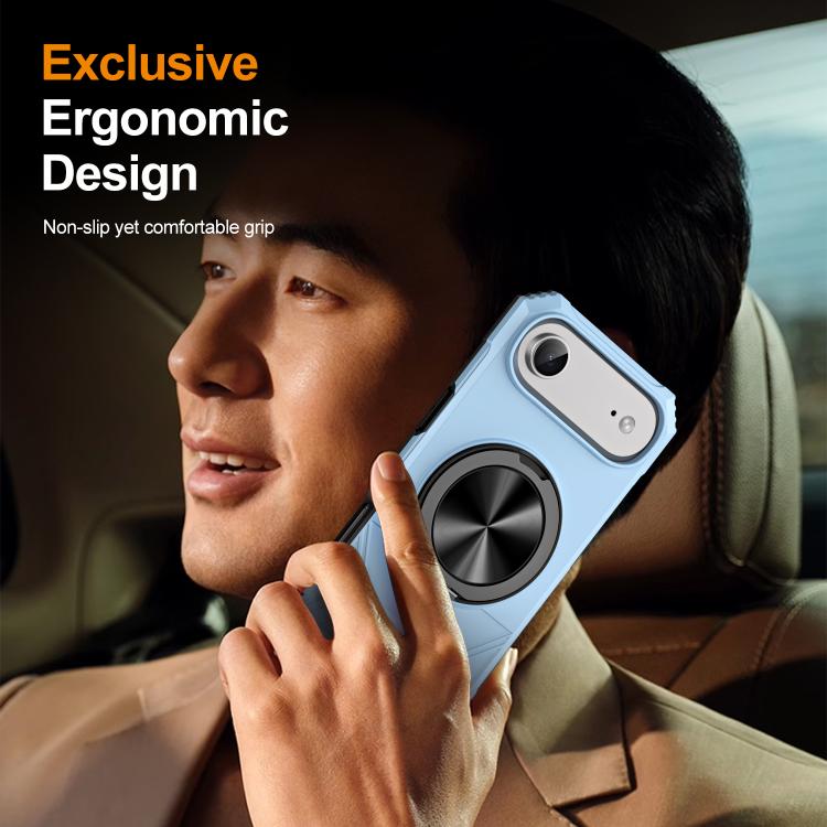 For iPhone Air Alloy Rotating Holder MagSafe Shockproof Phone Case(Sky Blue) - iPhone Air Cases by buy2fix | Online Shopping UK | buy2fix