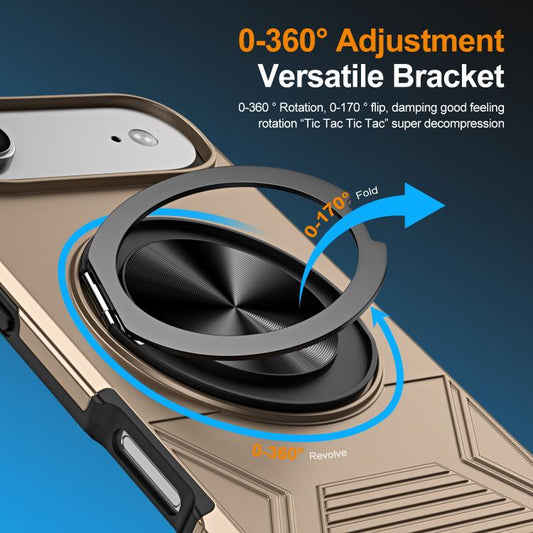 For iPhone Air Alloy Rotating Holder MagSafe Shockproof Phone Case(Gold) - iPhone Air Cases by buy2fix | Online Shopping UK | buy2fix