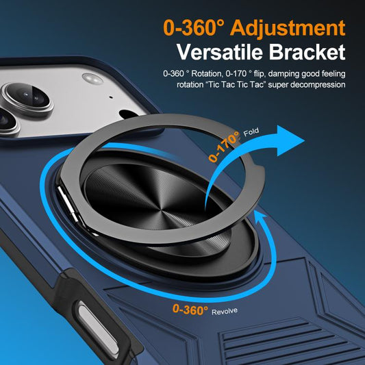 For iPhone 17 Pro Alloy Rotating Holder MagSafe Shockproof Phone Case(Blue) - iPhone 17 Pro Cases by buy2fix | Online Shopping UK | buy2fix