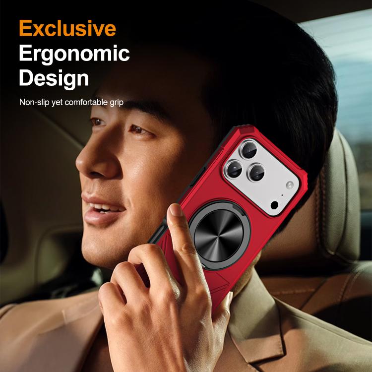 For iPhone 17 Pro Max Alloy Rotating Holder MagSafe Shockproof Phone Case(Red) - iPhone 17 Pro Max Cases by buy2fix | Online Shopping UK | buy2fix