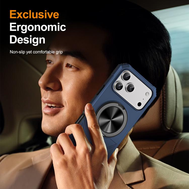 For iPhone 17 Pro Max Alloy Rotating Holder MagSafe Shockproof Phone Case(Blue) - iPhone 17 Pro Max Cases by buy2fix | Online Shopping UK | buy2fix