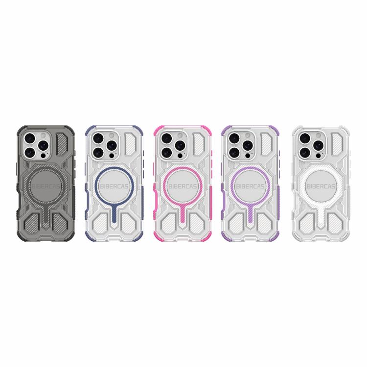 For iPhone 16 Pro BIBERCAS Transparent Color Series MagSafe Air Bag Shockproof Phone Case(Black) - iPhone 16 Pro Cases by BIBERCAS | Online Shopping UK | buy2fix