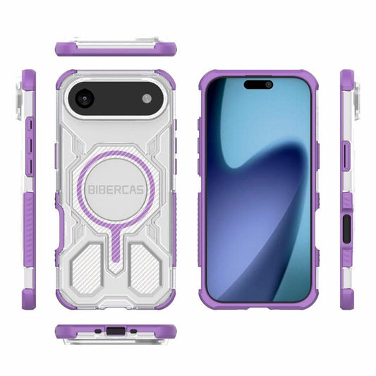 For iPhone 17 Air BIBERCAS Transparent Color Series MagSafe Air Bag Shockproof Phone Case(Purple) - iPhone 17 Air Cases by BIBERCAS | Online Shopping UK | buy2fix