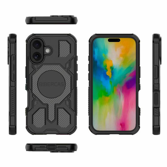 For iPhone 16 BIBERCAS Real Color Series MagSafe Shockproof Phone Case(Black) - iPhone 16 Cases by BIBERCAS | Online Shopping UK | buy2fix