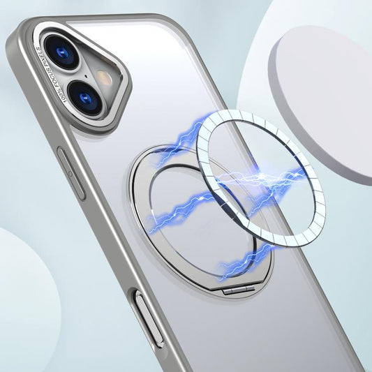 For iPhone 16 kalebol MagSafe Metal Ring Holder Phone Case(Titanium Gray) - iPhone 16 Cases by Kalebol | Online Shopping UK | buy2fix