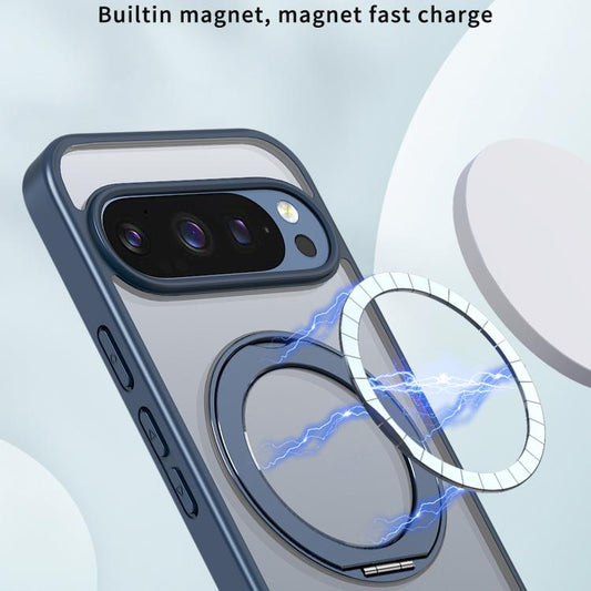 For Google Pixel 10 Pro XL kalebol MagSafe Metal Ring Holder Phone Case(Blue) - Google Cases by Kalebol | Online Shopping UK | buy2fix