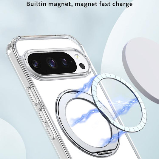 For Google Pixel 10 Pro kalebol MagSafe Metal Ring Holder Phone Case(Transparent) - Google Cases by Kalebol | Online Shopping UK | buy2fix