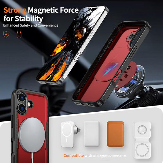 For iPhone 17 kalebol Metal 360 Degree Rotation Holder MagSafe Phone Case(Red) - iPhone 17 Cases by Kalebol | Online Shopping UK | buy2fix