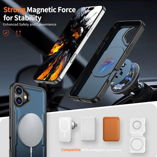 For iPhone 16 Plus kalebol Metal 360 Degree Rotation Holder MagSafe Phone Case(Navy Blue) - iPhone 16 Plus Cases by Kalebol | Online Shopping UK | buy2fix