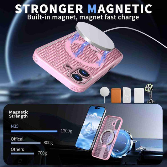 For iPhone 17 kalebol Honeycomb Cooling MagSafe Holder Phone Case(Pink) - iPhone 17 Cases by Kalebol | Online Shopping UK | buy2fix