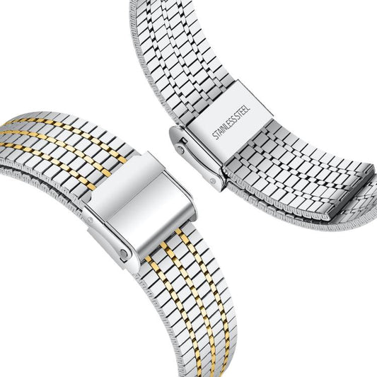 For Redmi Watch 3 xDfind Seven Beads Buckle Stainless Steel Watch Band(Silver Gold) - Watch Bands by xDfind | Online Shopping UK | buy2fix