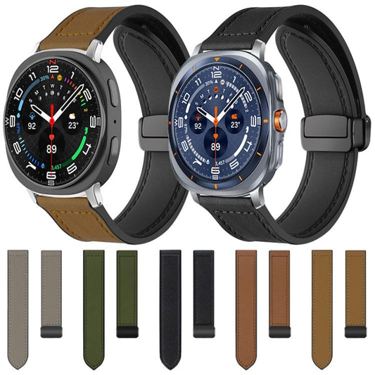For Samsung Galaxy Watch8 / 8 Classic xDfind Crazy Horse Pattern Silicone Skin Magnetic Buckle Watch Band(Dark Brown) - Watch Bands by xDfind | Online Shopping UK | buy2fix