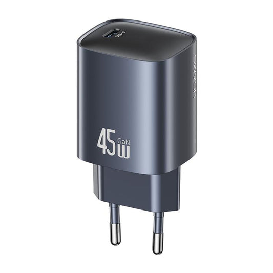 USAMS CC323 T66 45W USB-C / Type-C GaN Fast Charger, EU Plug(Gunmetal) - USB Charger by USAMS | Online Shopping UK | buy2fix
