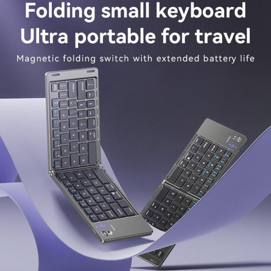 Yesido KB27 Ultra Slim Mini Two-Fold Portable Bluetooth Keyboard(Grey) - Mini Keyboard by Yesido | Online Shopping UK | buy2fix