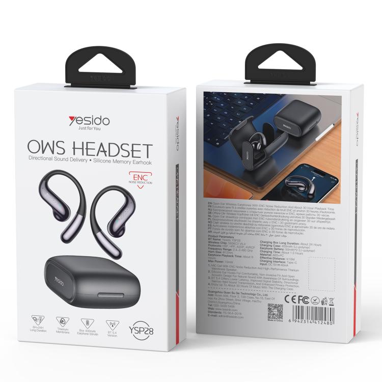 Yesido YSP28 ENC Noise Reduction Ear-hook Open OWS Bluetooth Earphone(Grey) - Bluetooth Earphone by Yesido | Online Shopping UK | buy2fix