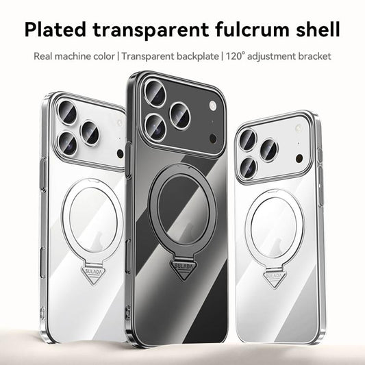 For iPhone 17 Pro SULADA Electroplated Transparent MagSafe Holder Phone Case(Silver) - iPhone 17 Pro Cases by SULADA | Online Shopping UK | buy2fix