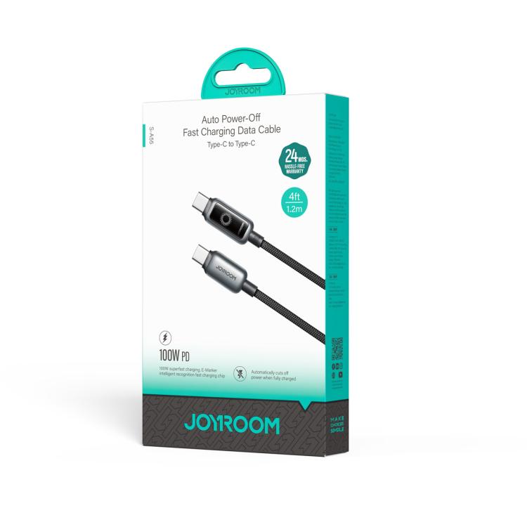 JOYROOM S-A55 StarFlight Series 100W Type-C to Type-C Auto Power-Off Fast Charging Data Cable, Length:1.2m(Black) - USB-C & Type-C Cable by JOYROOM | Online Shopping UK | buy2fix
