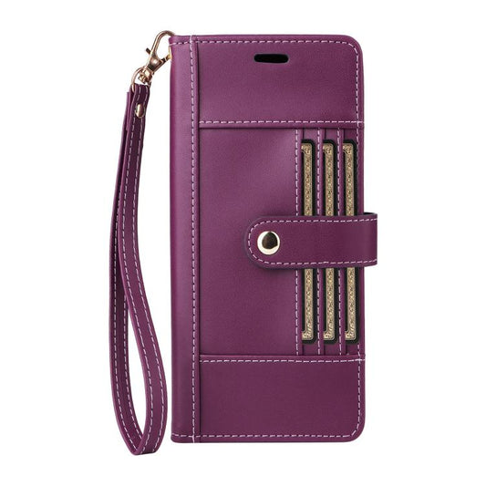 For iPhone Air Six Card Slots Buckle Leather Phone Case with Lanyard(Purple) - iPhone Air Cases by buy2fix | Online Shopping UK | buy2fix