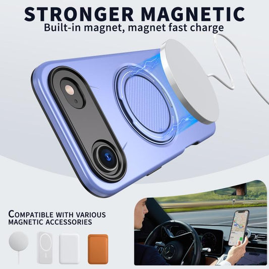 For iPhone Air Metal Rotation Holder MagSafe TPU Hybrid PC Phone Case(Purple) - iPhone Air Cases by buy2fix | Online Shopping UK | buy2fix