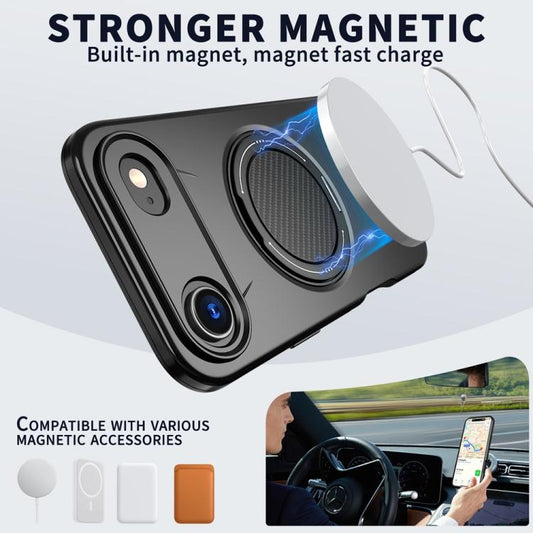 For iPhone Air Metal Rotation Holder MagSafe TPU Hybrid PC Phone Case(Black) - iPhone Air Cases by buy2fix | Online Shopping UK | buy2fix