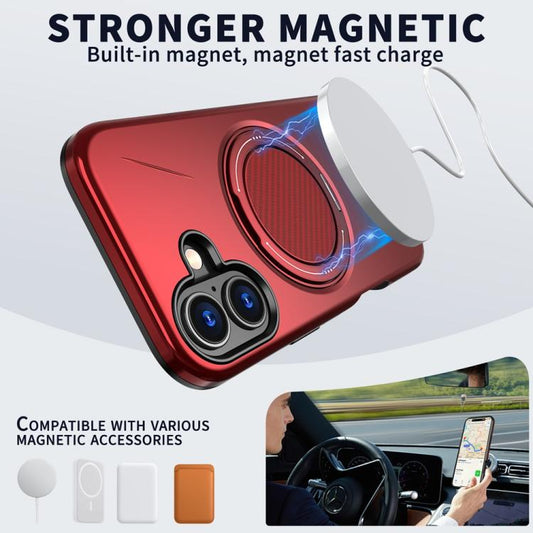 For iPhone 17 Metal Rotation Holder MagSafe TPU Hybrid PC Phone Case(Red) - iPhone 17 Cases by buy2fix | Online Shopping UK | buy2fix