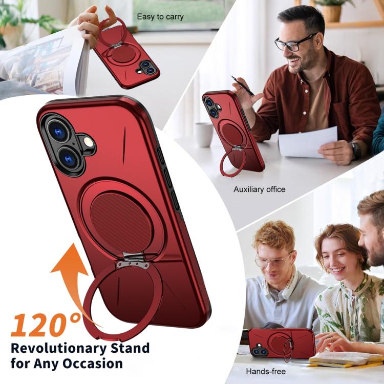 For iPhone 17 Metal Rotation Holder MagSafe TPU Hybrid PC Phone Case(Red) - iPhone 17 Cases by buy2fix | Online Shopping UK | buy2fix