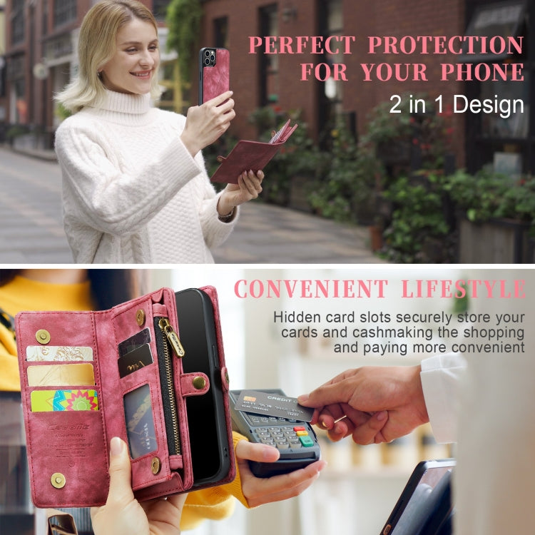 For iPhone 12 / 12 Pro CaseMe-008 Detachable Multifunctional Wallet Leather Phone Case (Red) - iPhone 12 / 12 Pro Cases by CaseMe | Online Shopping UK | buy2fix