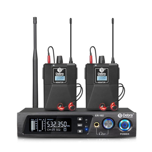 DEBRA ER-102 Professional Stage Wireless Audio Return Monitoring System with Two Receivers(EU Plug) - Microphone by DEBRA | Online Shopping UK | buy2fix
