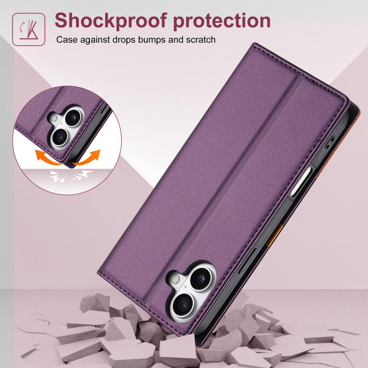 For iPhone 17 N.BEKUS P3 RFID Stitching Magnetic Flip Leather Phone Case(Purple) - iPhone 17 Cases by N.BEKUS | Online Shopping UK | buy2fix