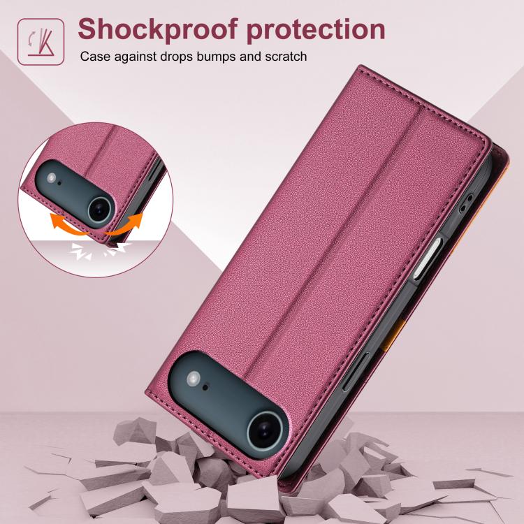 For iPhone 17 Air N.BEKUS P3 RFID Stitching Magnetic Flip Leather Phone Case(Wine Red) - iPhone 17 Air Cases by N.BEKUS | Online Shopping UK | buy2fix
