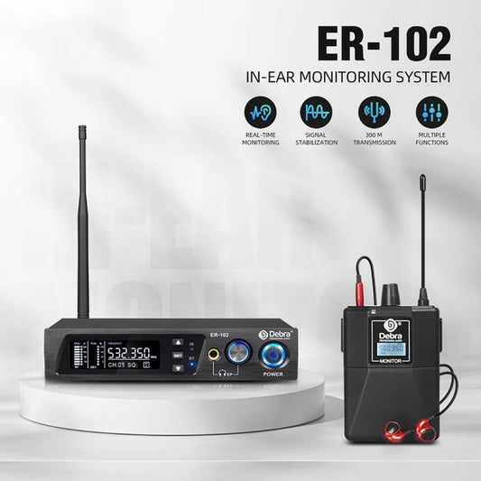 DEBRA ER-102 Wireless Audio Return Monitoring Receiver + Earphones - Microphone by DEBRA | Online Shopping UK | buy2fix