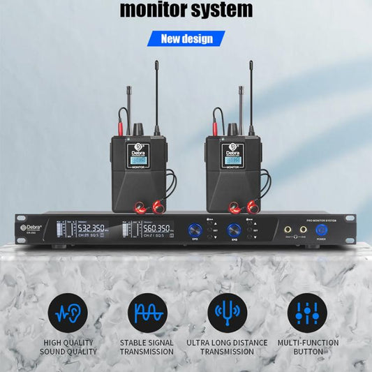 DEBRA ER-202 Professional Stage Wireless Audio Return Monitoring System with Two Receivers(US Plug) - Microphone by DEBRA | Online Shopping UK | buy2fix