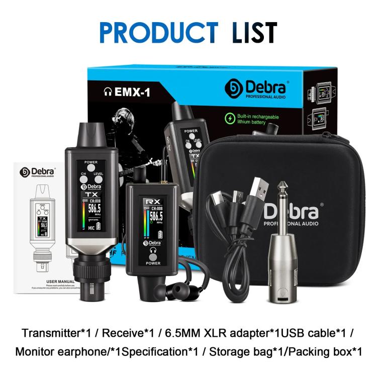 DEBRA EMX-1 XLR Adapter Portable Wireless Monitor System Transmitter & Receiver(Black) - Microphone by DEBRA | Online Shopping UK | buy2fix