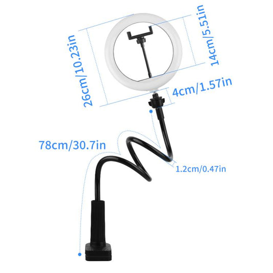 10 inch Striped Selfie Live Streaming Photography Lazy Stand LED Ring Fill Light Set(Black) - Ring Light by buy2fix | Online Shopping UK | buy2fix