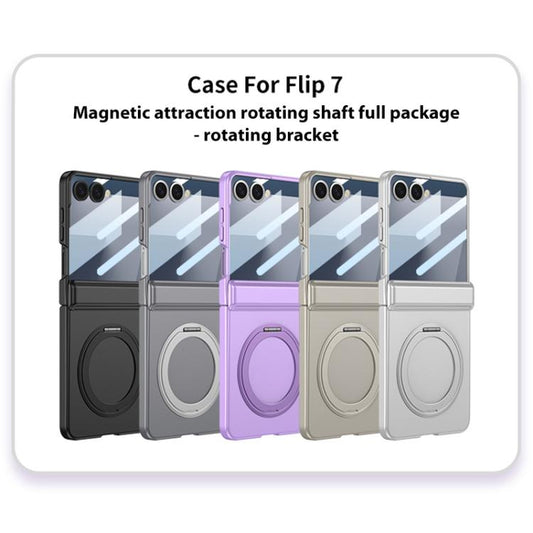 For Samsung Galaxy Z Flip7 5G GKK Integrated Magnetic Folding Hinge Full Coverage Phone Case with Rotating Bracket(Black) - Galaxy Z Flip7 5G Cases by GKK | Online Shopping UK | buy2fix
