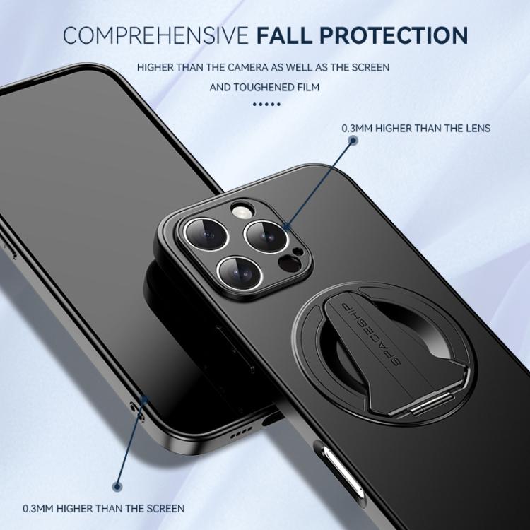 For iPhone 17 Spaceship MagSafe Folding Holder Phone Case(Black) - iPhone 17 Cases by buy2fix | Online Shopping UK | buy2fix
