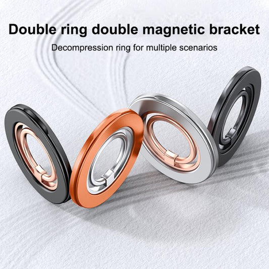 Contrast Color Dual MagSafe Magnetic Ring Phone Holder with Gear Sound(Rose Gold) - Ring Holder by buy2fix | Online Shopping UK | buy2fix